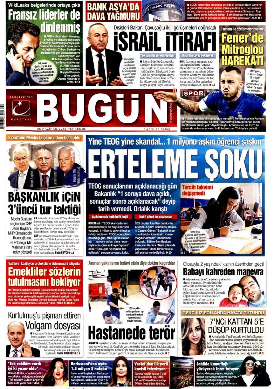 25 Haziran 2015 gazete manşetleri 3