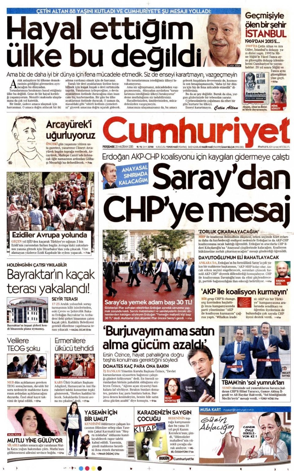 25 Haziran 2015 gazete manşetleri 4