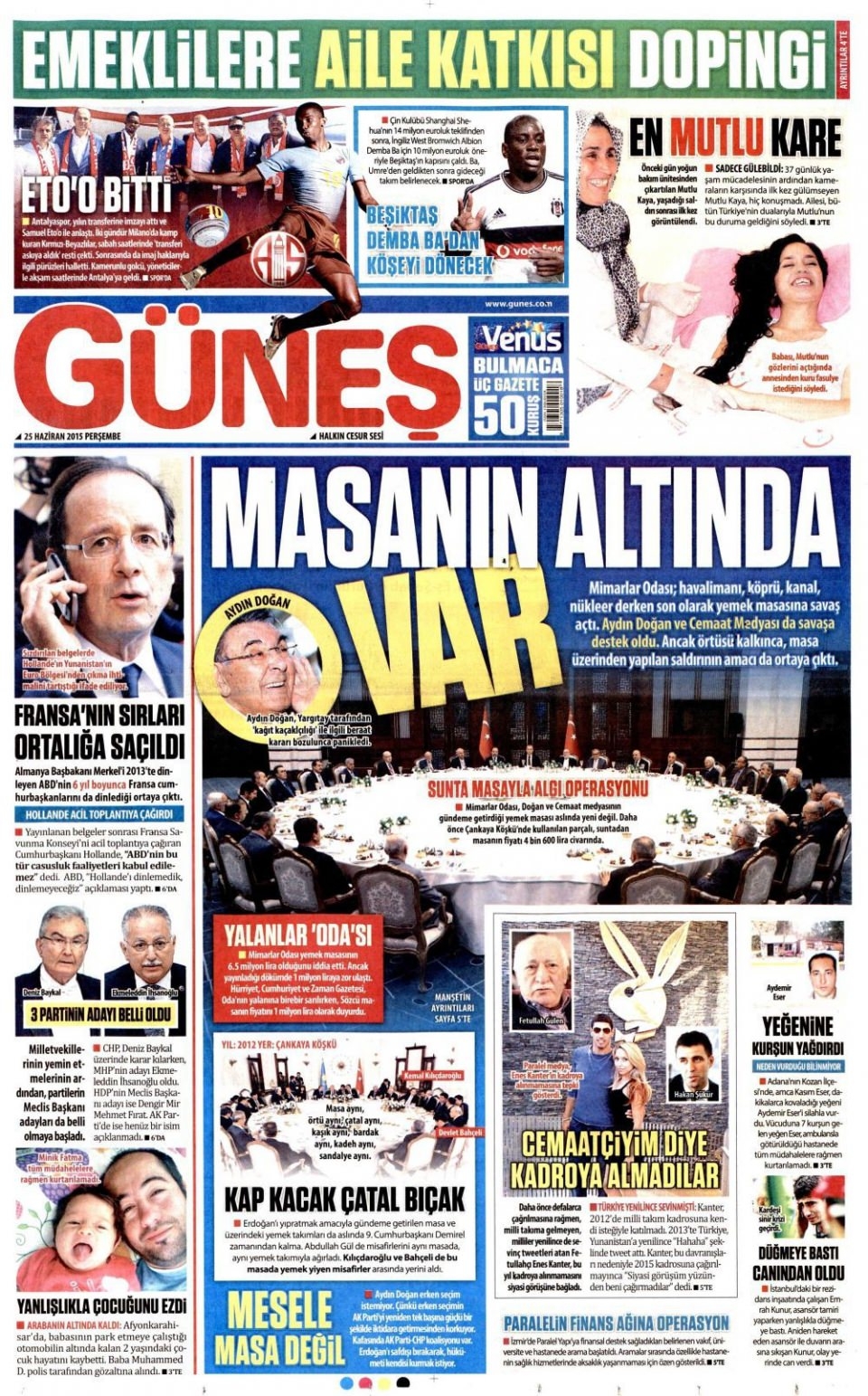 25 Haziran 2015 gazete manşetleri 7