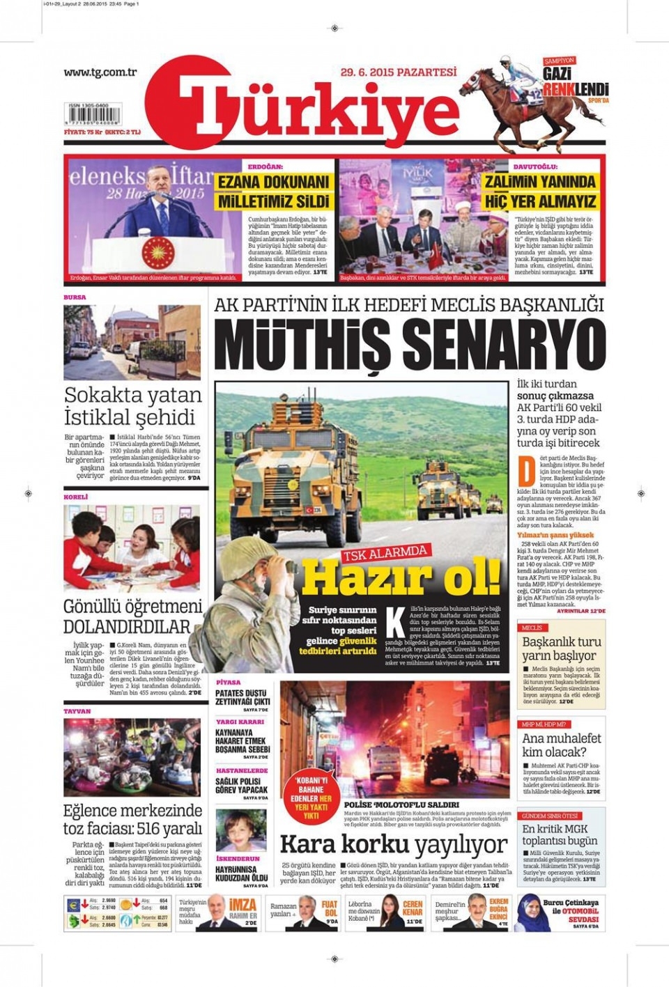 29 Haziran 2015 gazete manşetleri 20