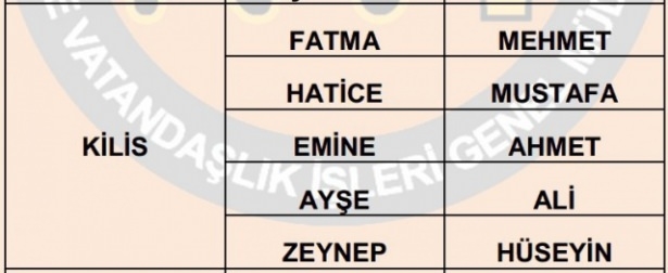 İllere göre en çok kullanılan isimler 44