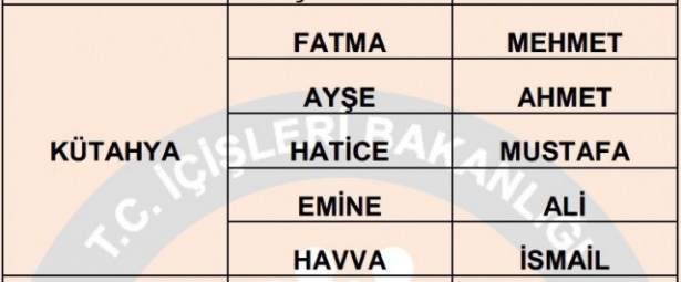 İllere göre en çok kullanılan isimler 48