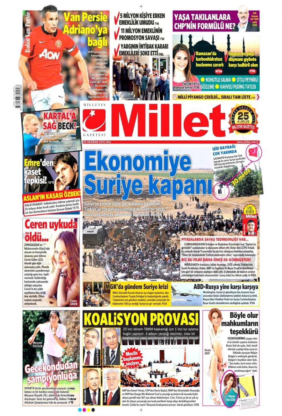 30 Haziran 2015 gazete manşetleri 10