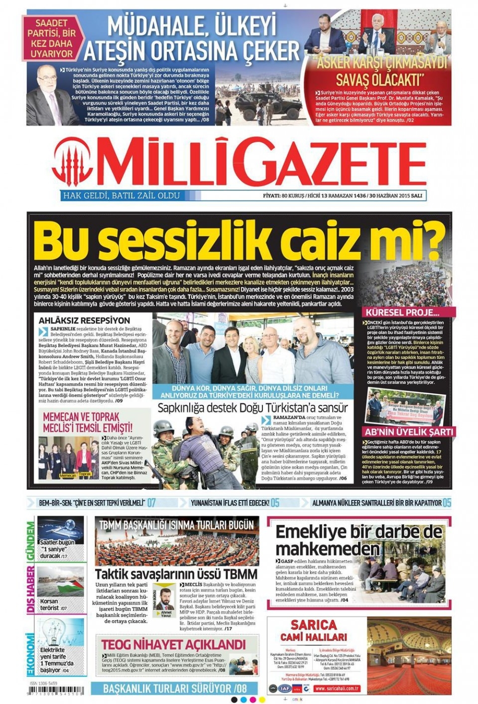 30 Haziran 2015 gazete manşetleri 11
