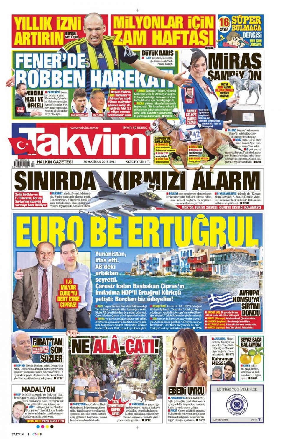 30 Haziran 2015 gazete manşetleri 18