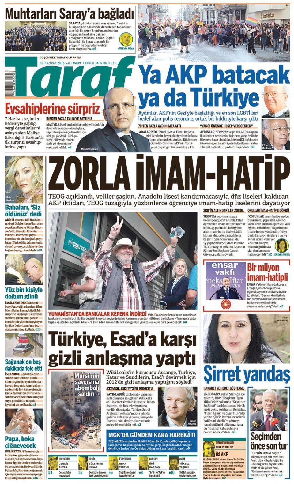 30 Haziran 2015 gazete manşetleri 19
