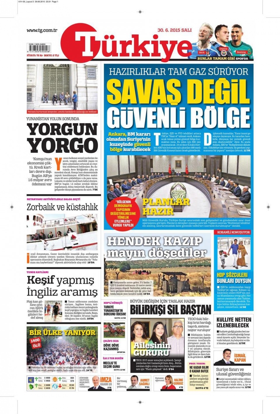 30 Haziran 2015 gazete manşetleri 20