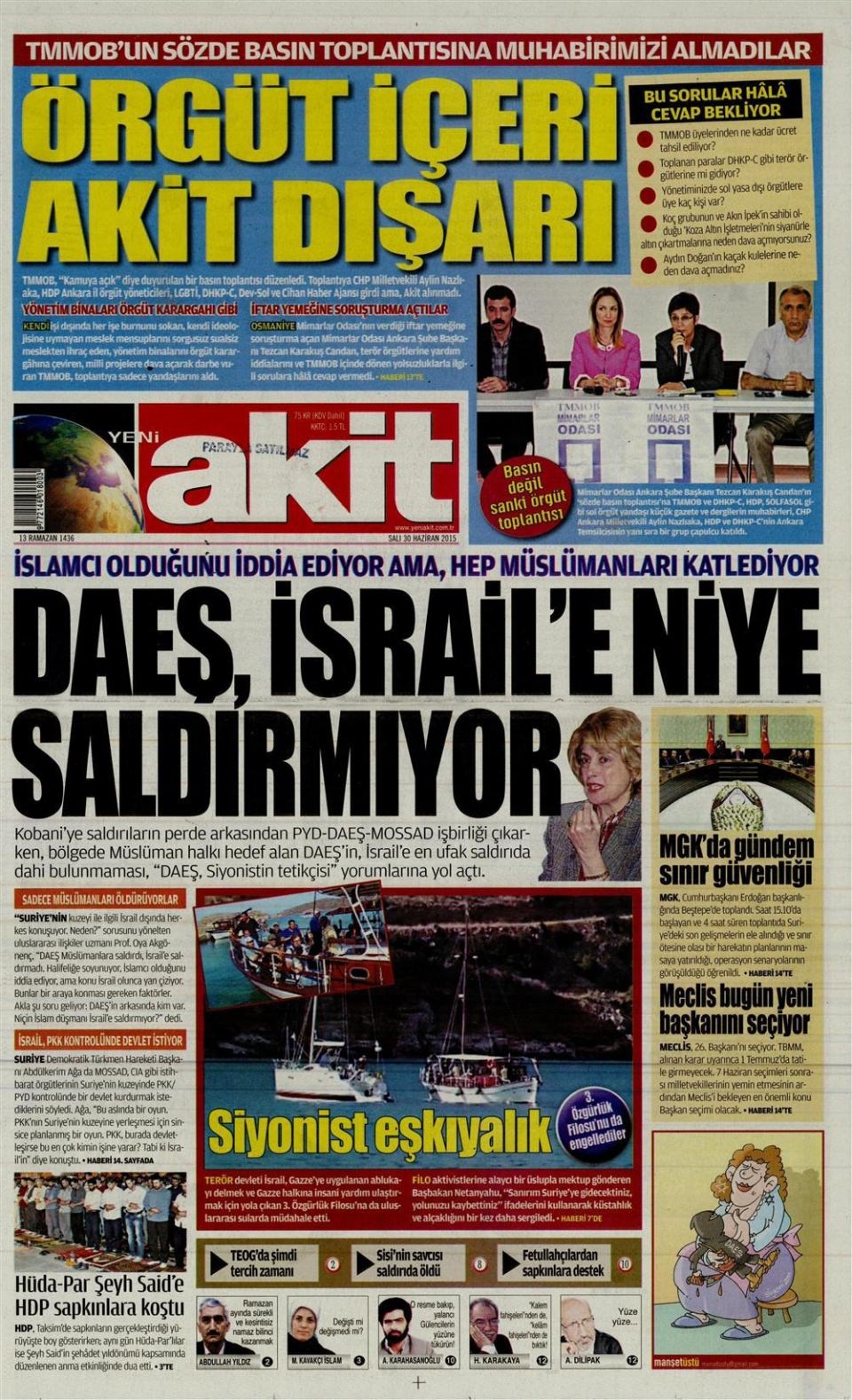 30 Haziran 2015 gazete manşetleri 22