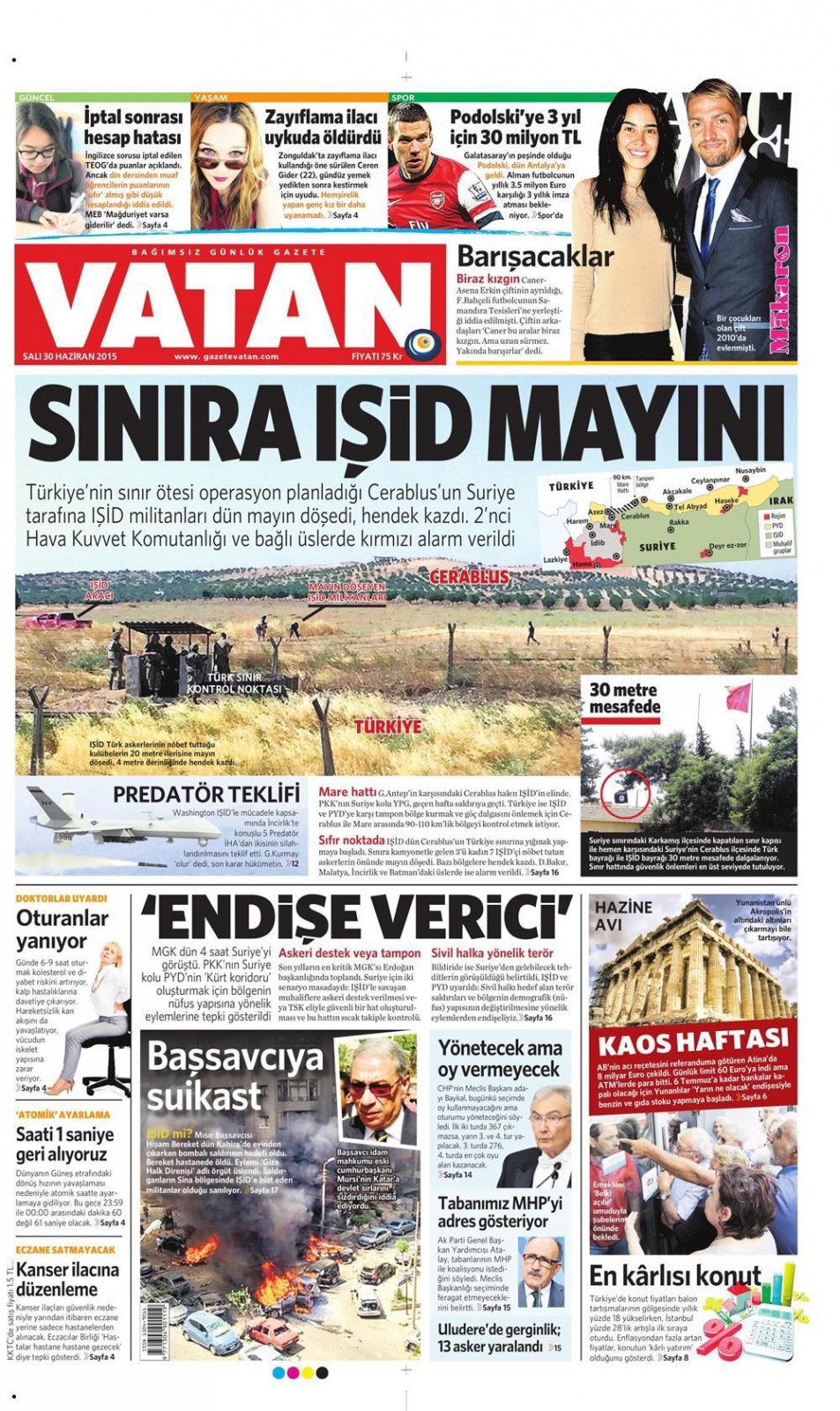 30 Haziran 2015 gazete manşetleri 23