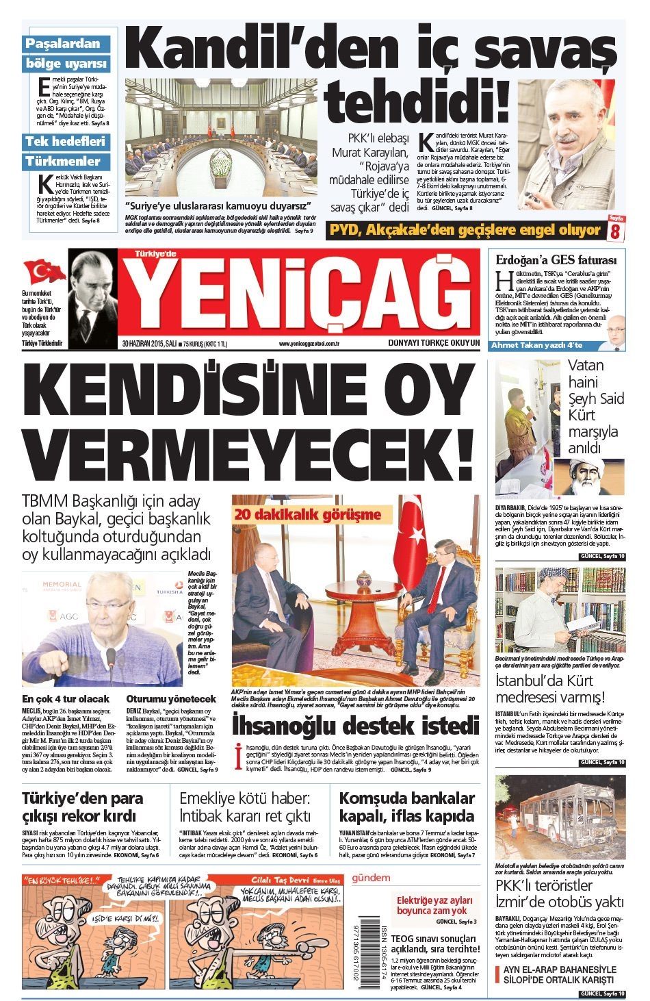 30 Haziran 2015 gazete manşetleri 25