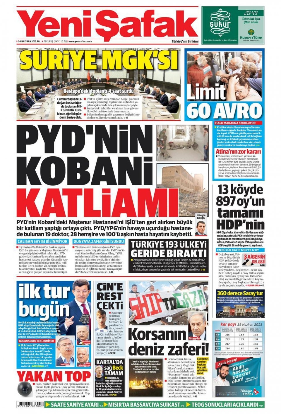 30 Haziran 2015 gazete manşetleri 26