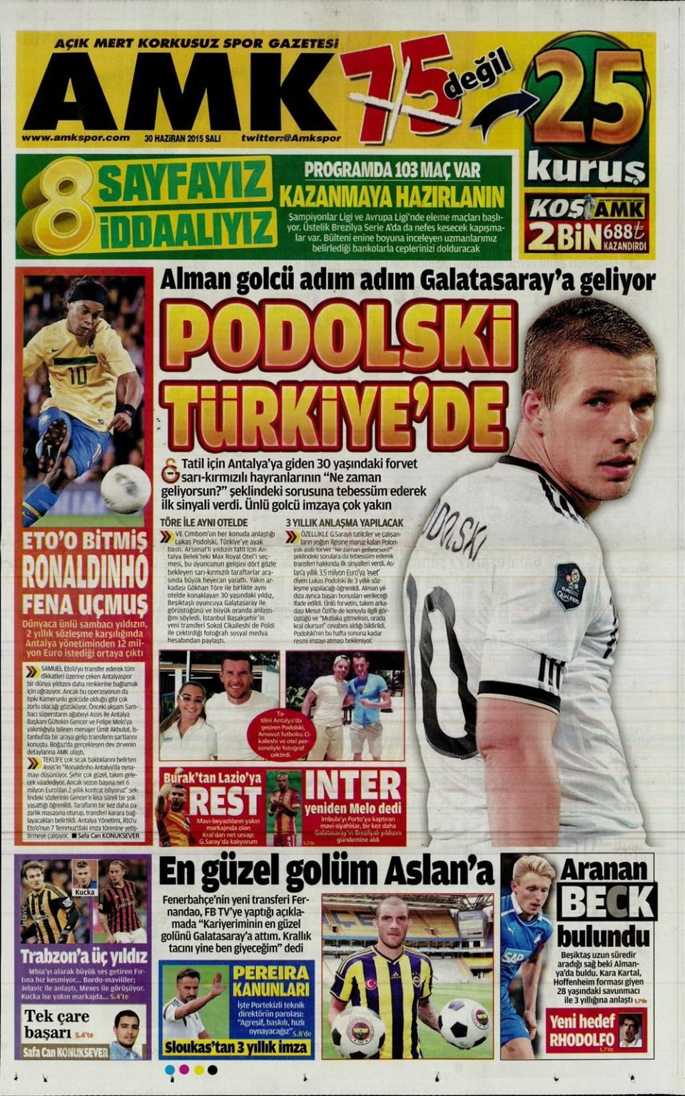 30 Haziran 2015 gazete manşetleri 30