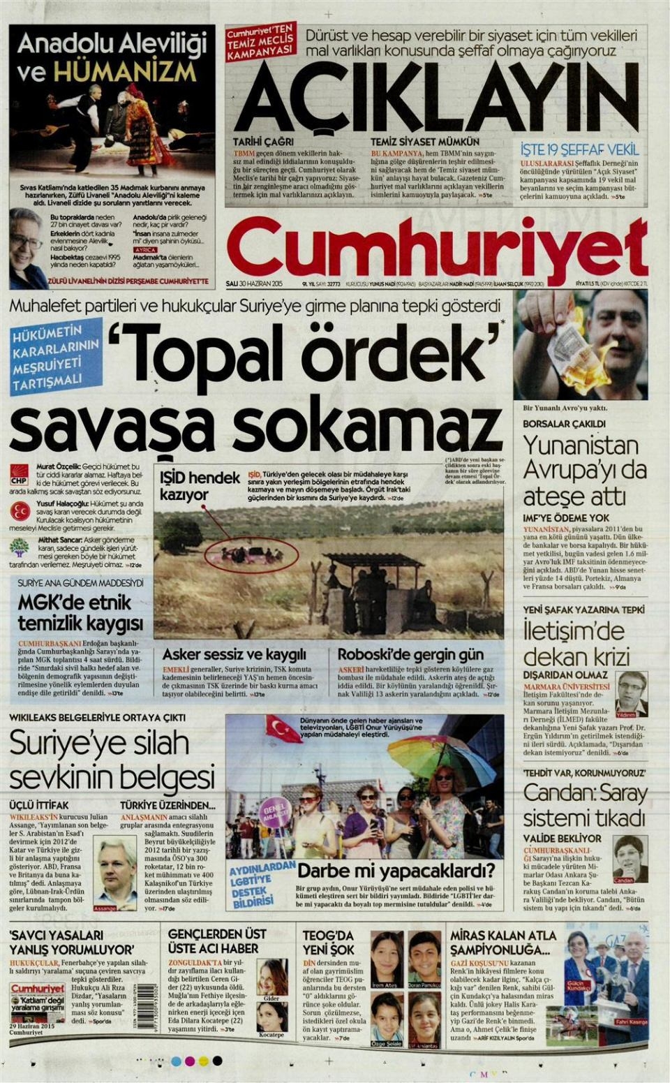 30 Haziran 2015 gazete manşetleri 4