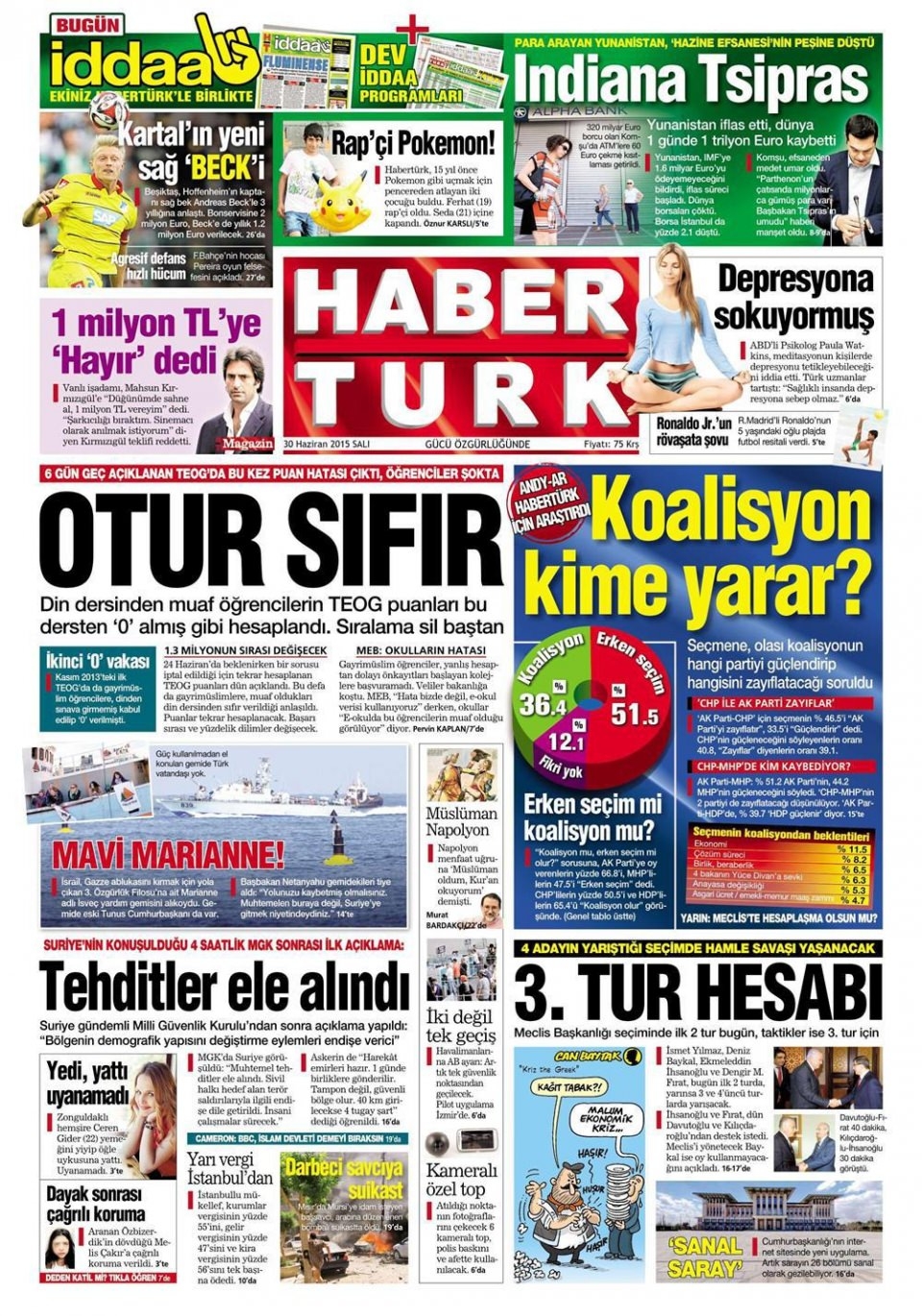 30 Haziran 2015 gazete manşetleri 8