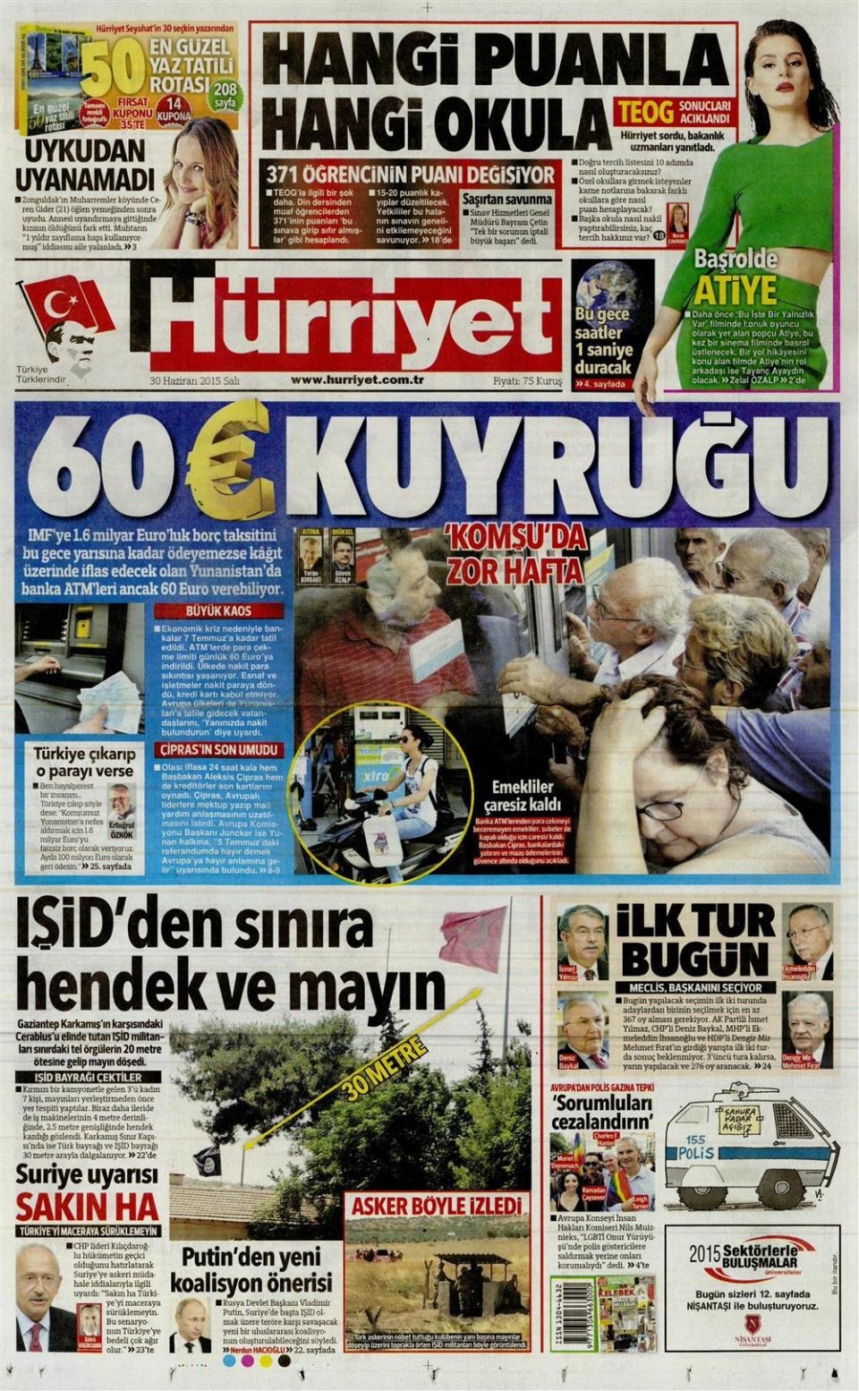 30 Haziran 2015 gazete manşetleri 9