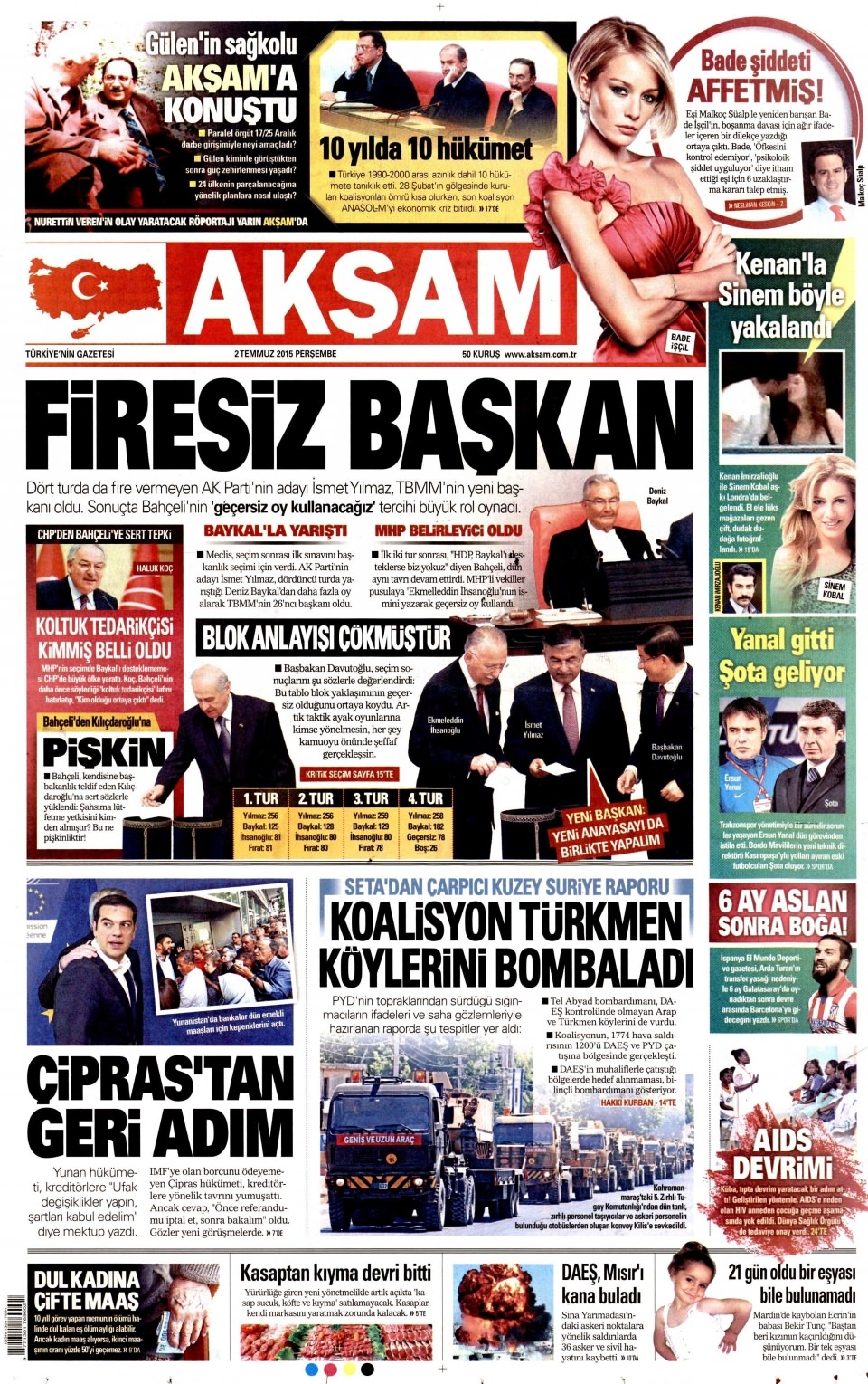 2 Temmuz 2015 gazete manşetleri 1