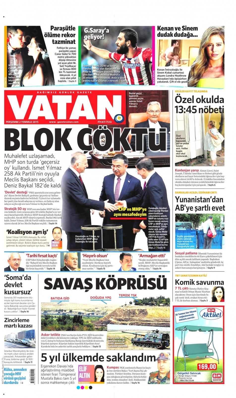 2 Temmuz 2015 gazete manşetleri 13
