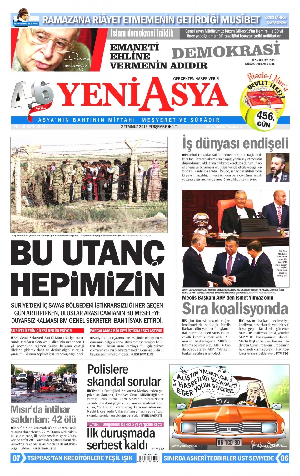 2 Temmuz 2015 gazete manşetleri 14