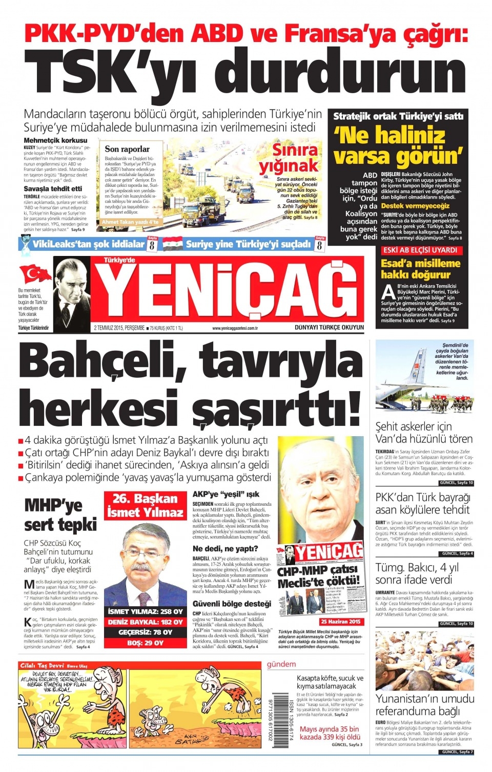 2 Temmuz 2015 gazete manşetleri 15