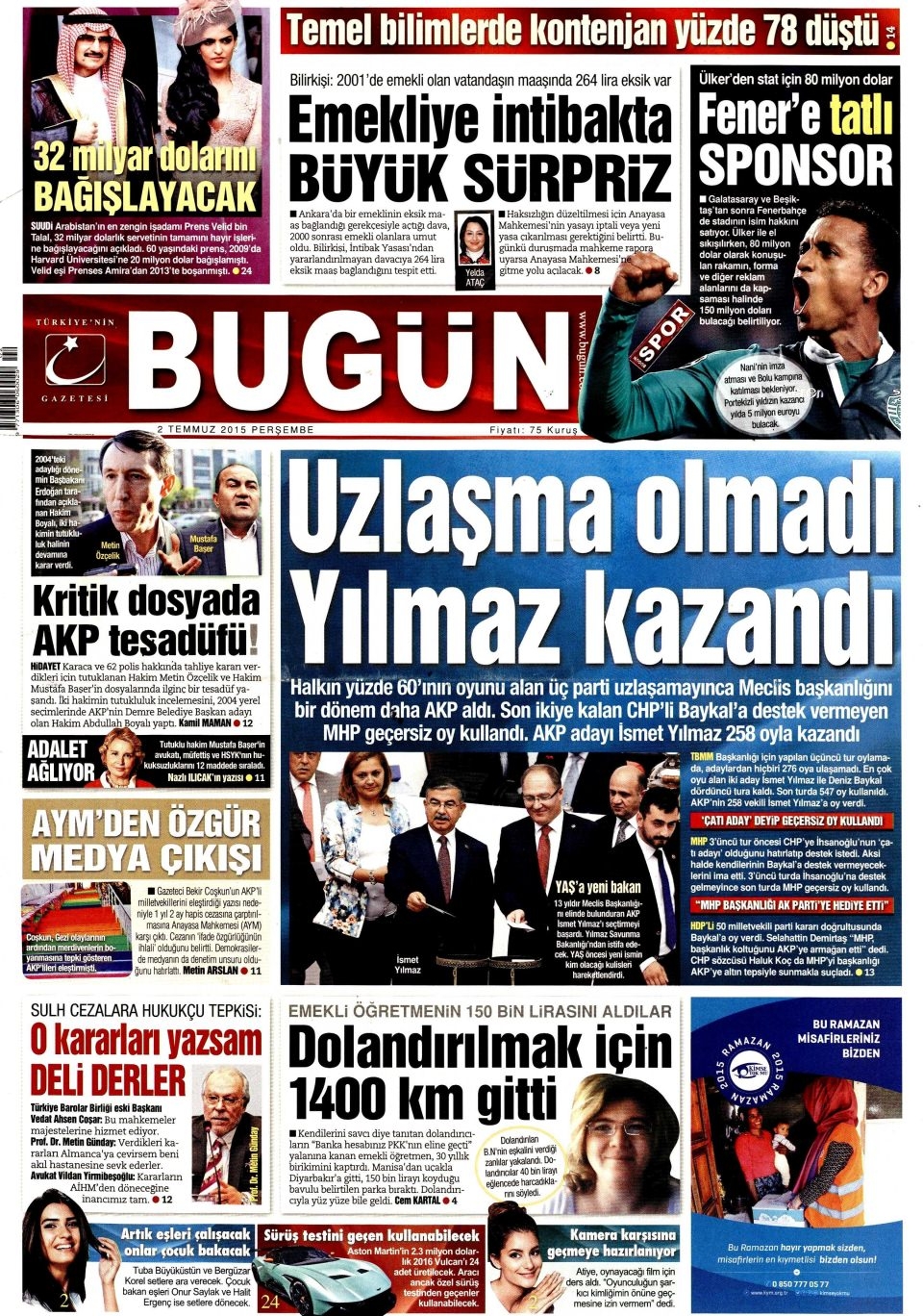 2 Temmuz 2015 gazete manşetleri 18