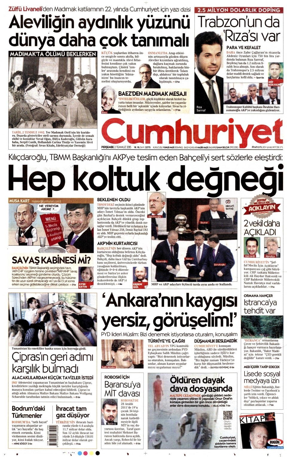 2 Temmuz 2015 gazete manşetleri 2