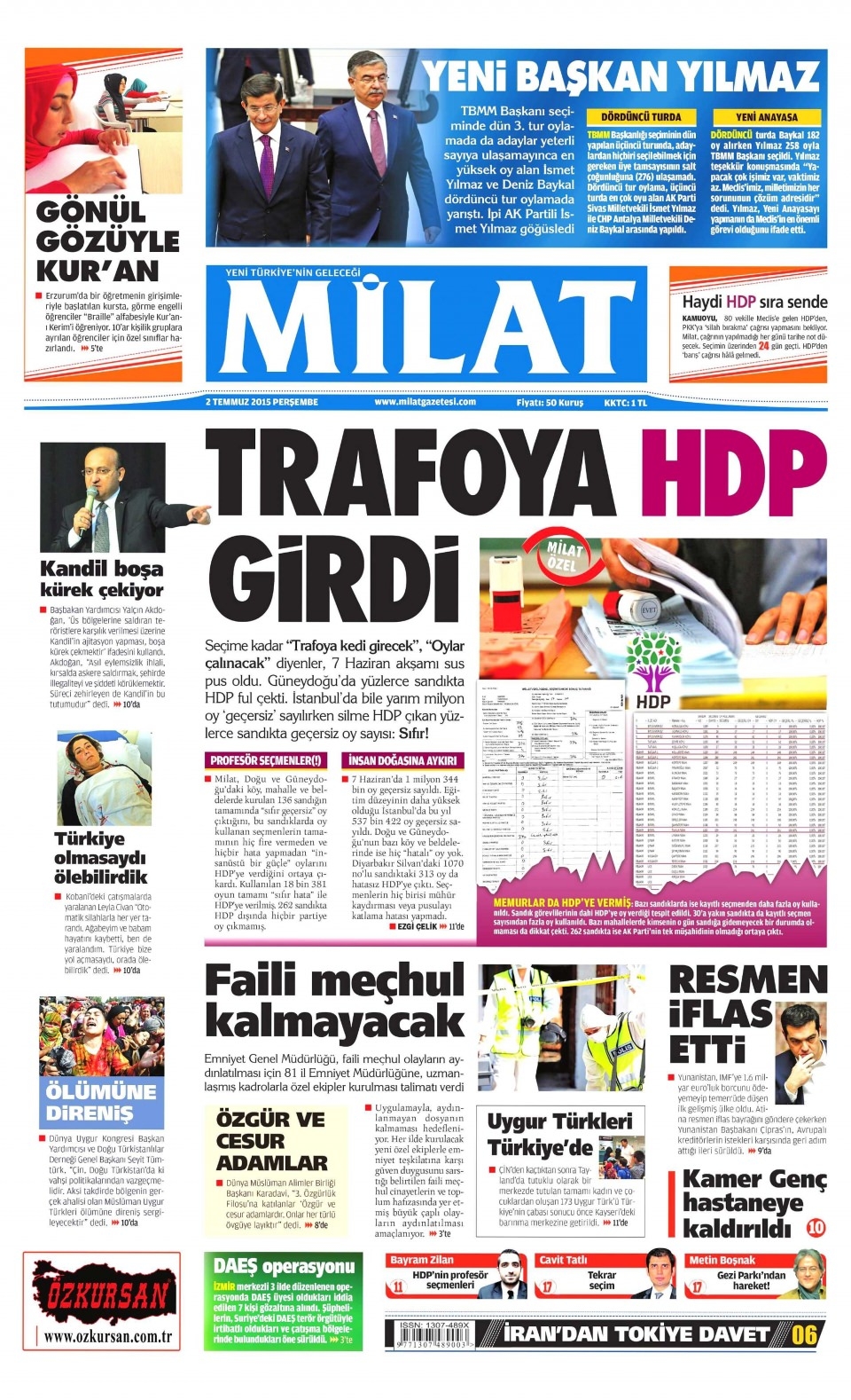 2 Temmuz 2015 gazete manşetleri 24