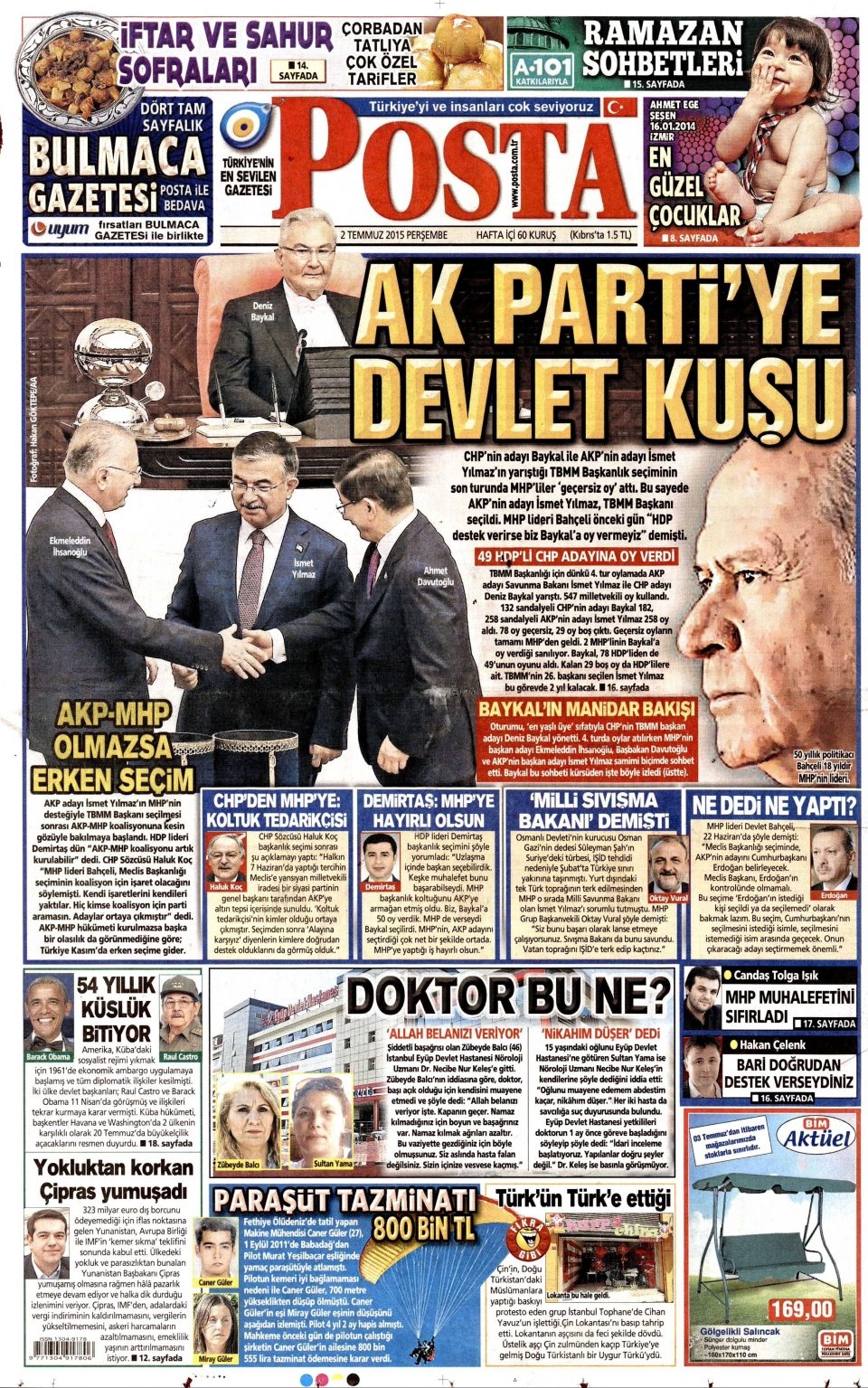 2 Temmuz 2015 gazete manşetleri 8