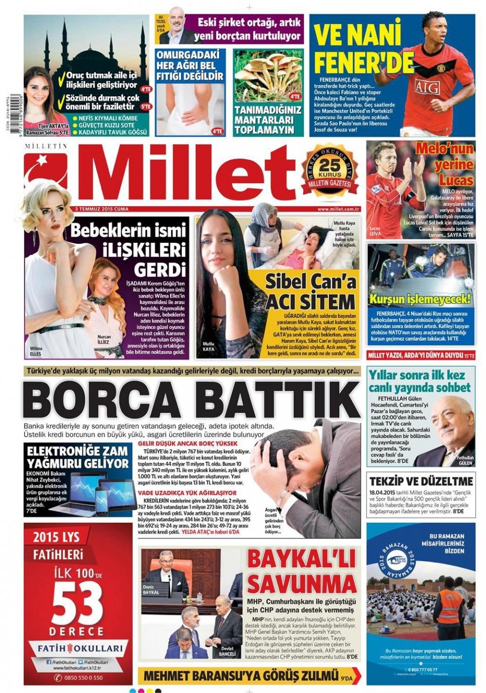 3 Temmuz 2015 gazete manşetleri 11