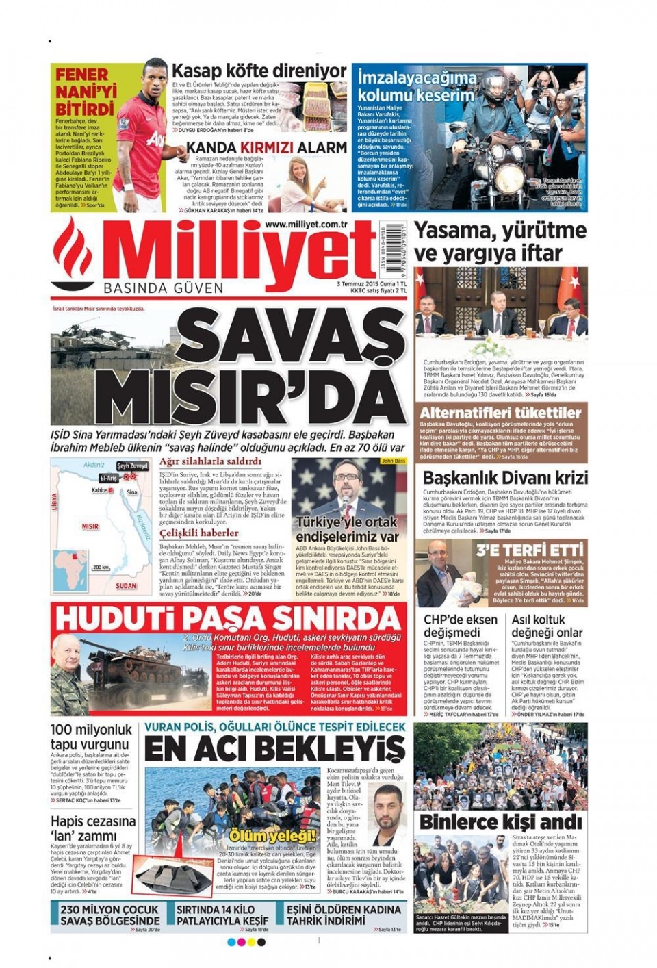 3 Temmuz 2015 gazete manşetleri 13