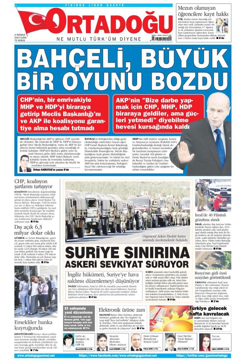 3 Temmuz 2015 gazete manşetleri 14