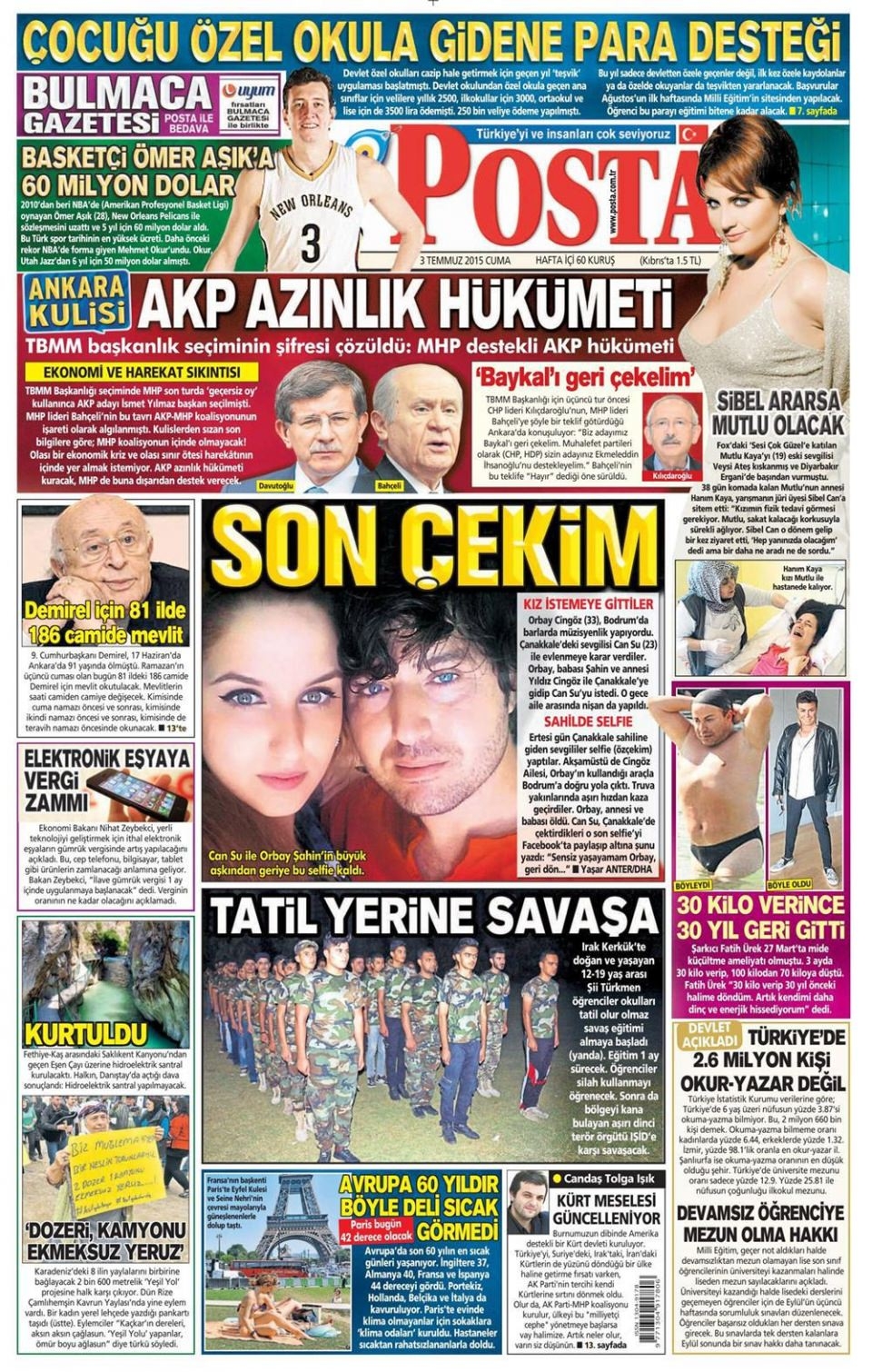 3 Temmuz 2015 gazete manşetleri 15