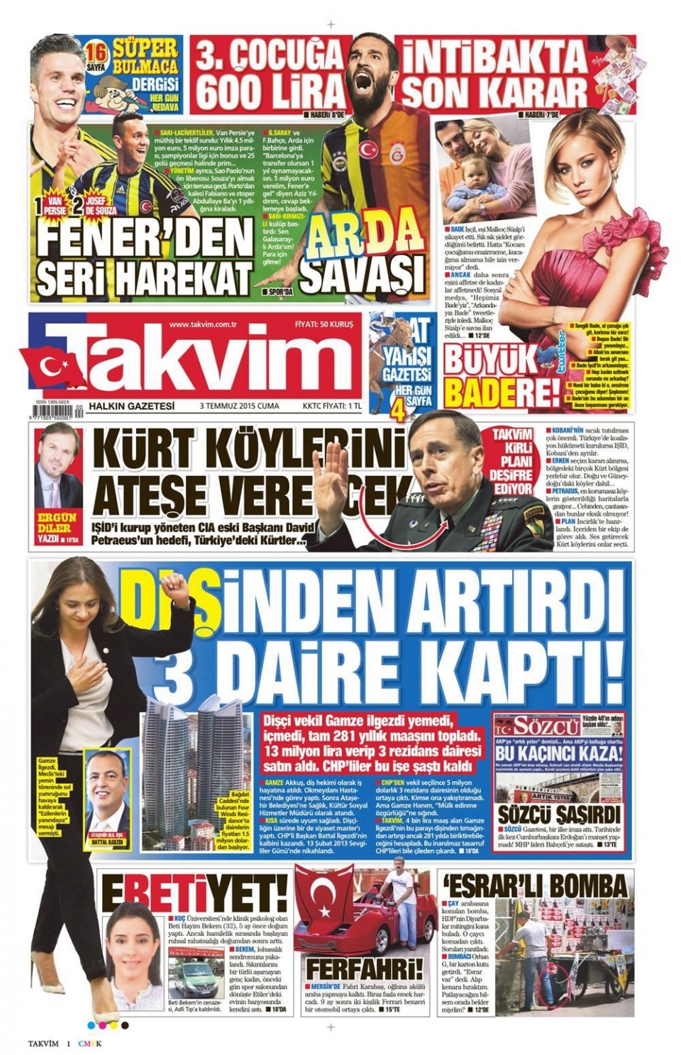 3 Temmuz 2015 gazete manşetleri 19