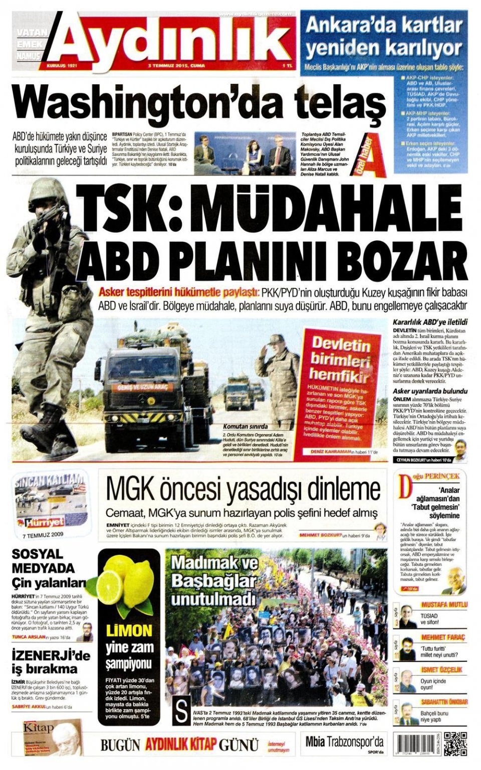 3 Temmuz 2015 gazete manşetleri 2