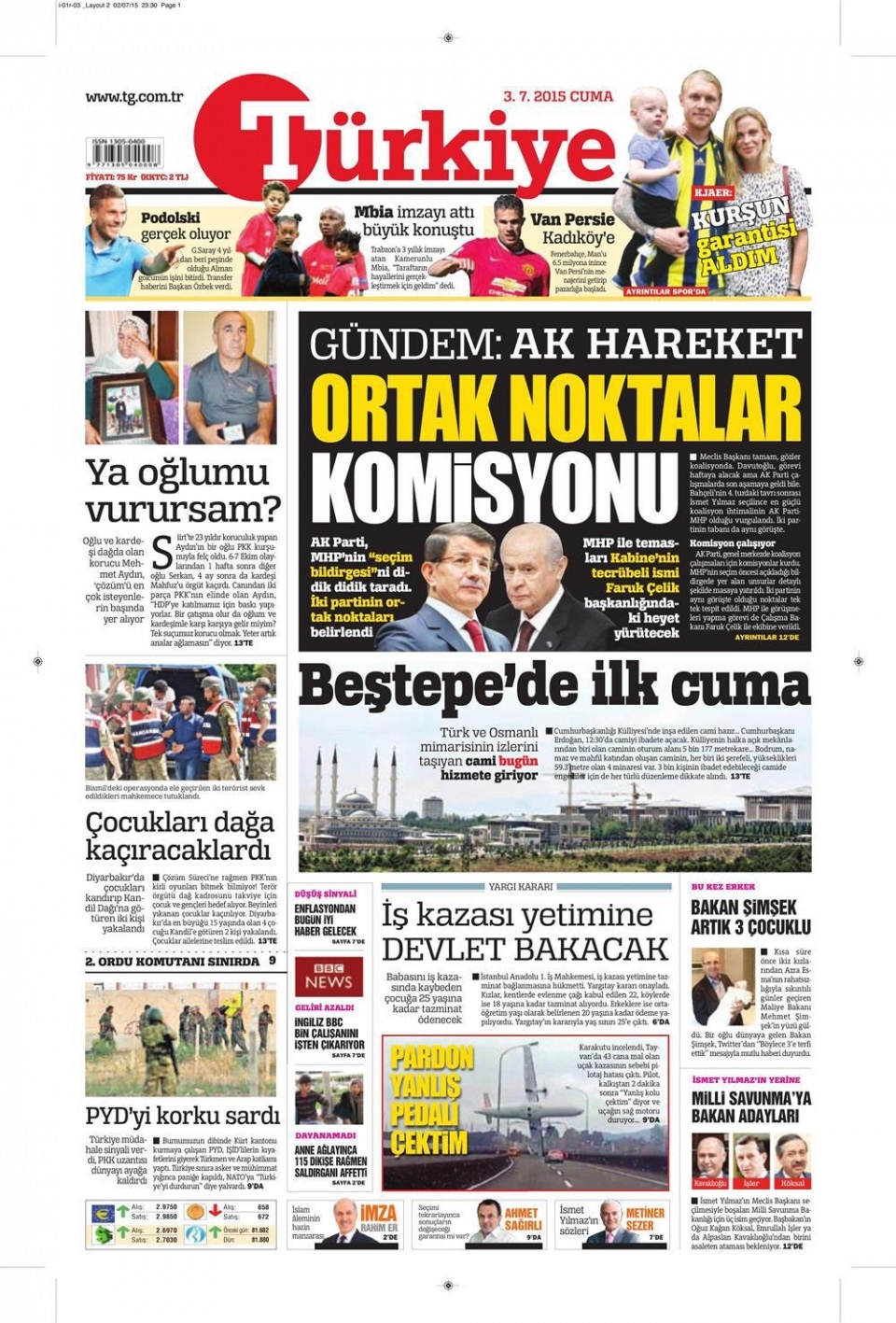 3 Temmuz 2015 gazete manşetleri 21