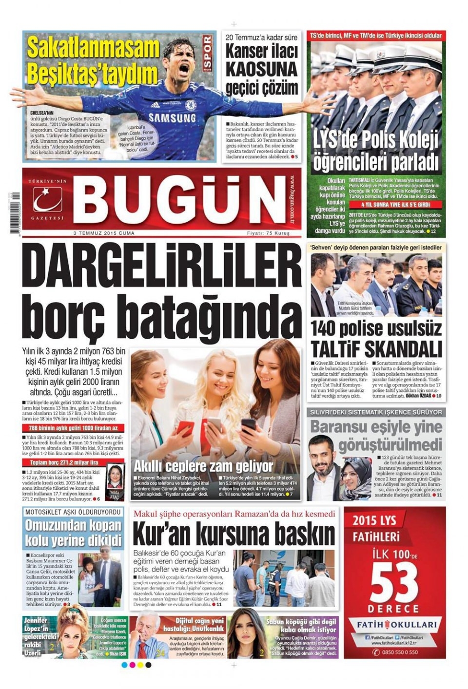 3 Temmuz 2015 gazete manşetleri 3