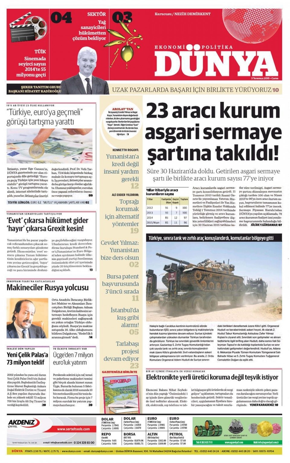 3 Temmuz 2015 gazete manşetleri 31