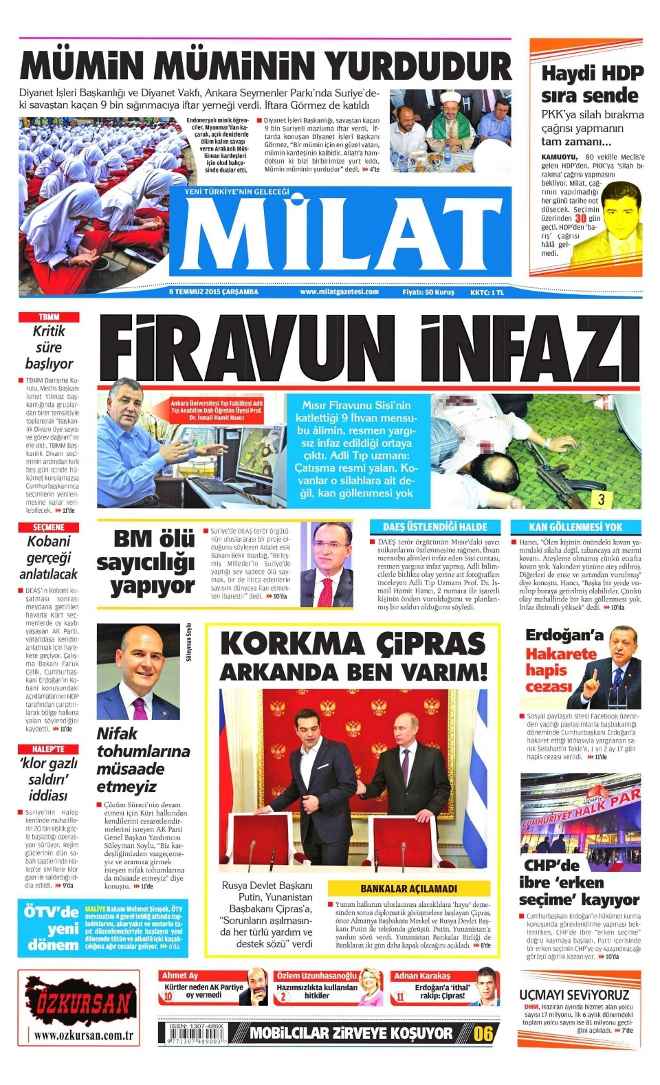 8 Temmuz 2015 gazete manşetleri 10