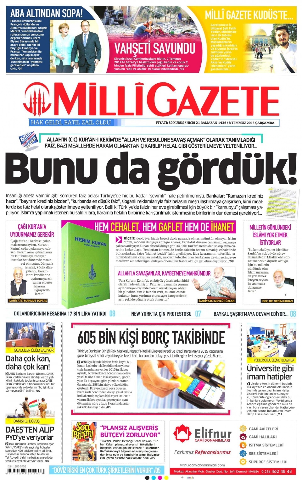 8 Temmuz 2015 gazete manşetleri 11