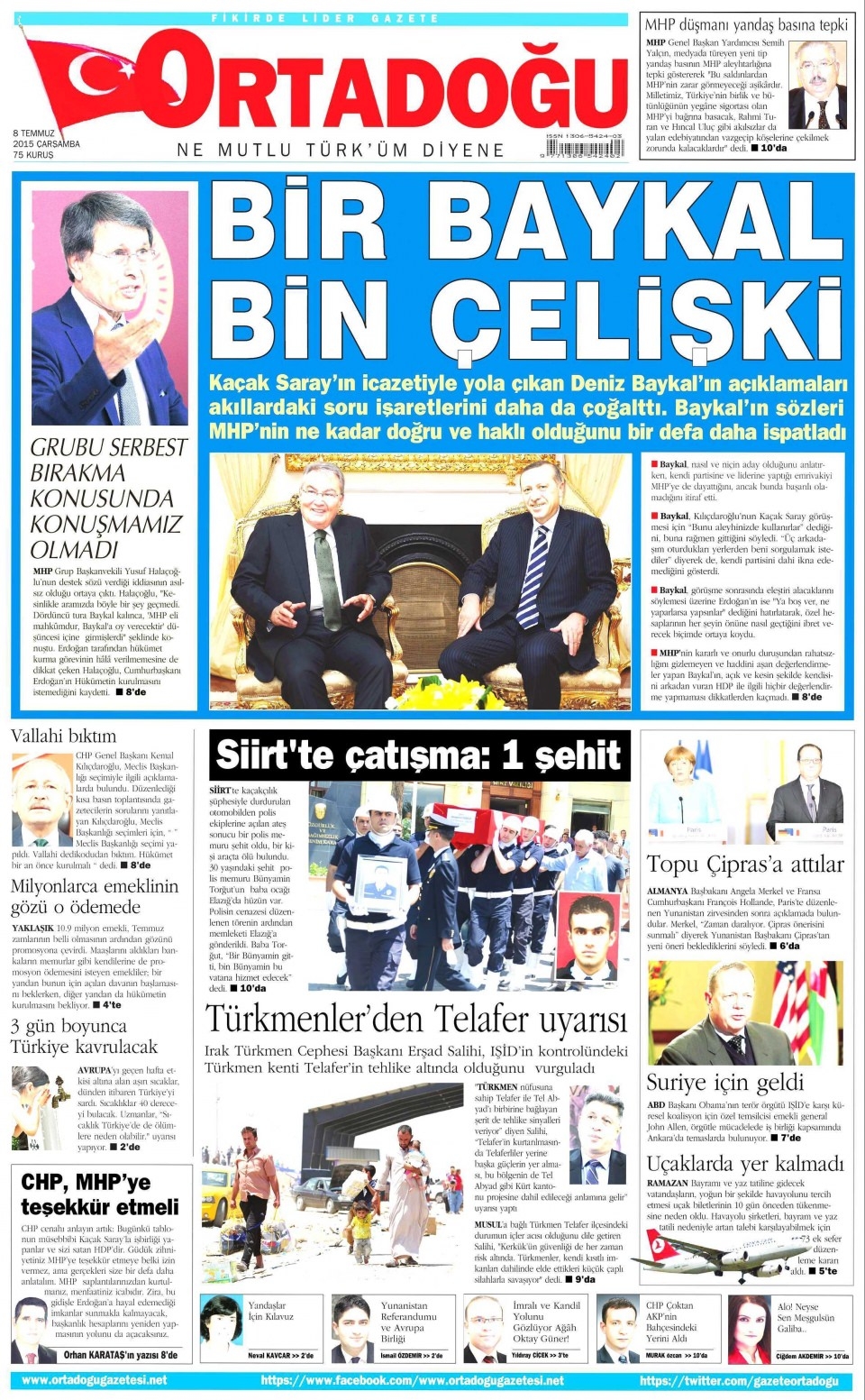 8 Temmuz 2015 gazete manşetleri 13