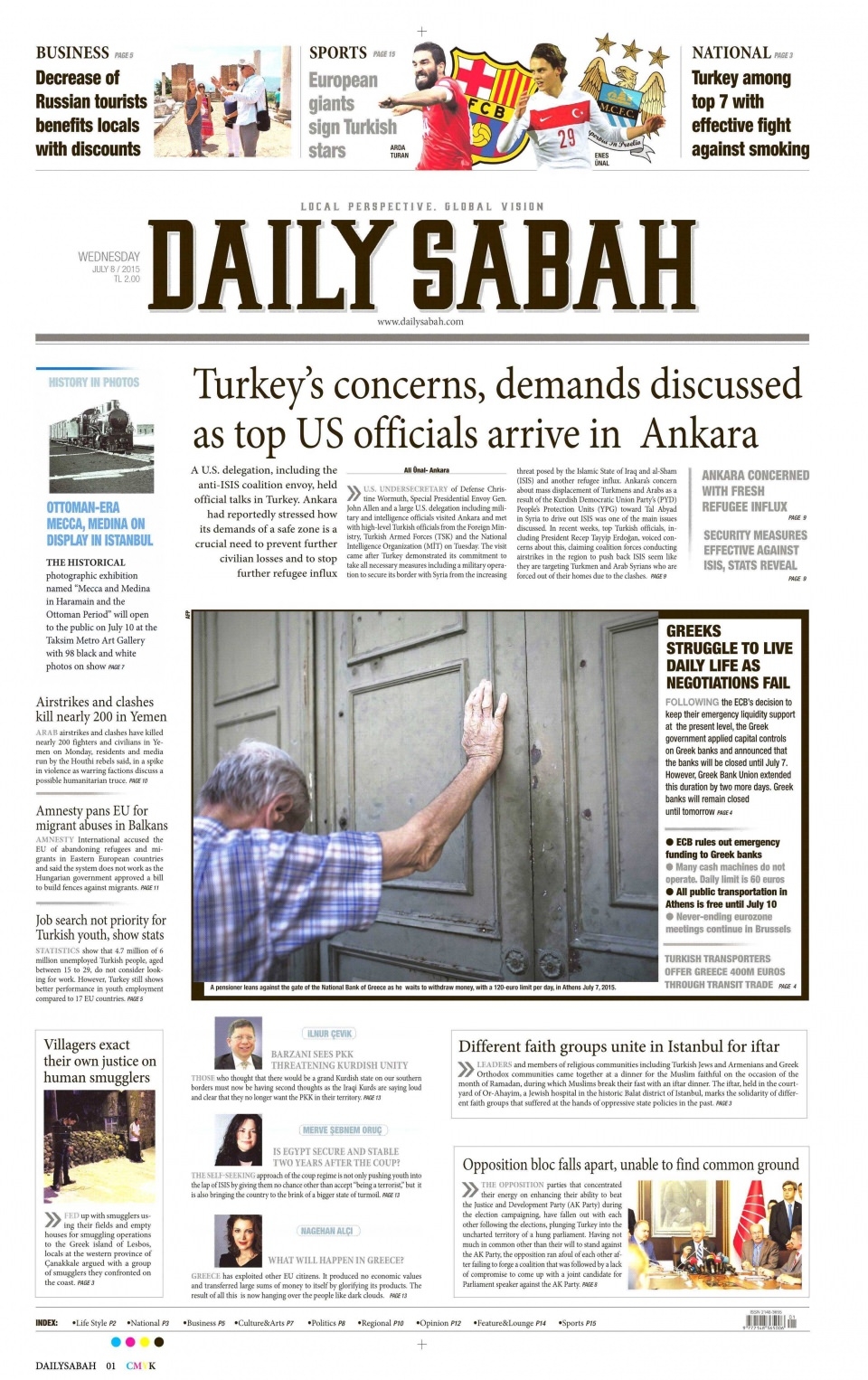 8 Temmuz 2015 gazete manşetleri 16