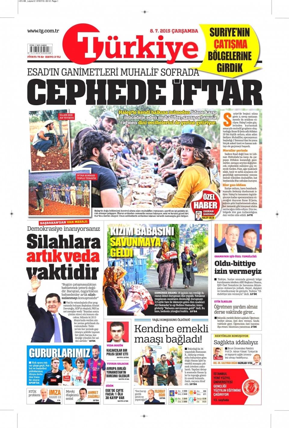 8 Temmuz 2015 gazete manşetleri 21