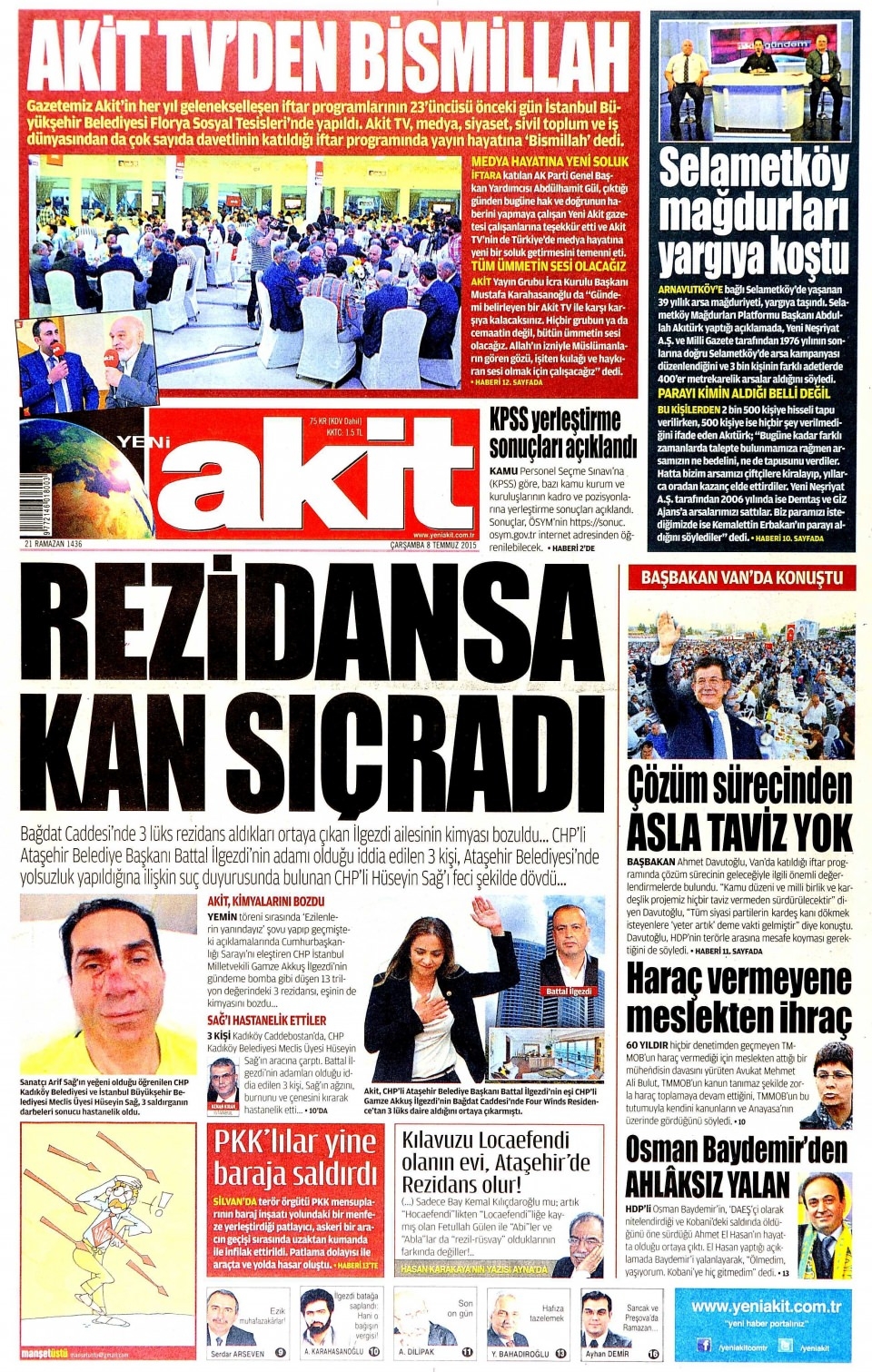 8 Temmuz 2015 gazete manşetleri 22