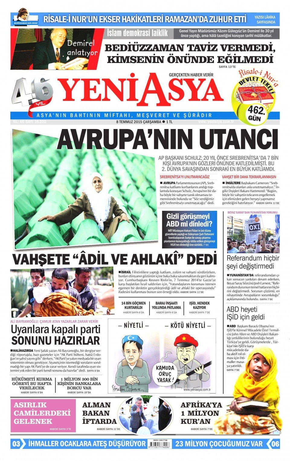8 Temmuz 2015 gazete manşetleri 24