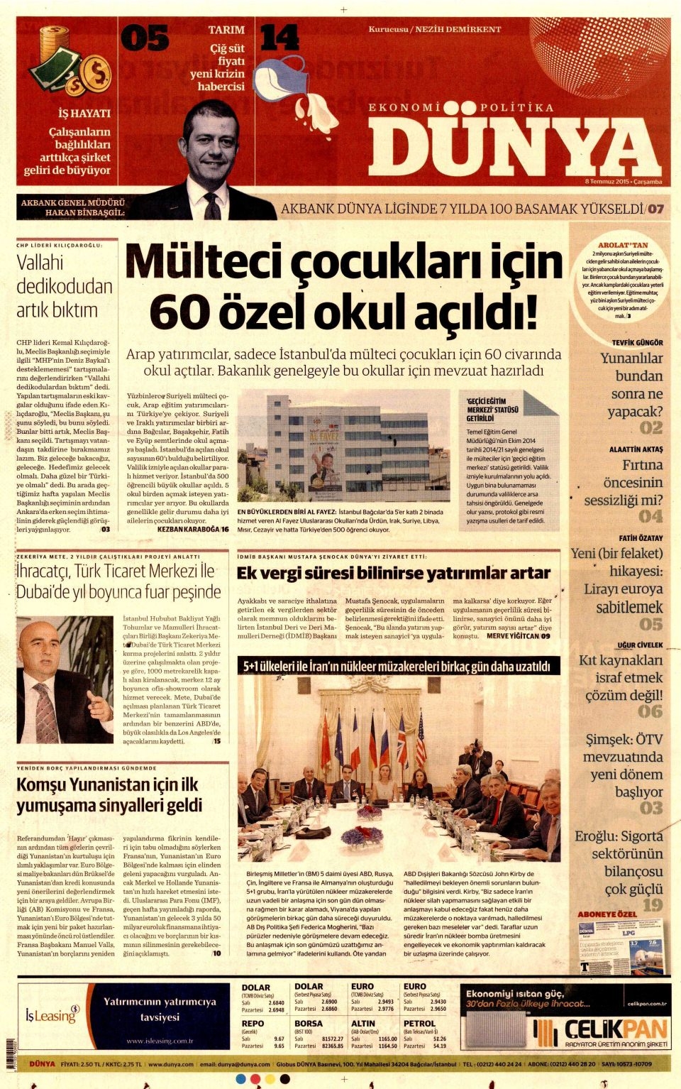 8 Temmuz 2015 gazete manşetleri 29
