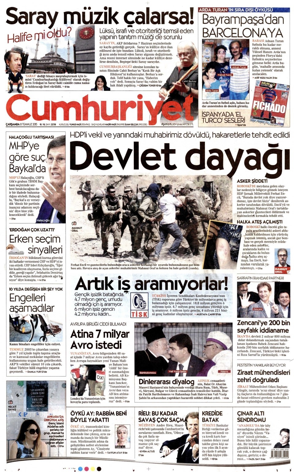 8 Temmuz 2015 gazete manşetleri 4