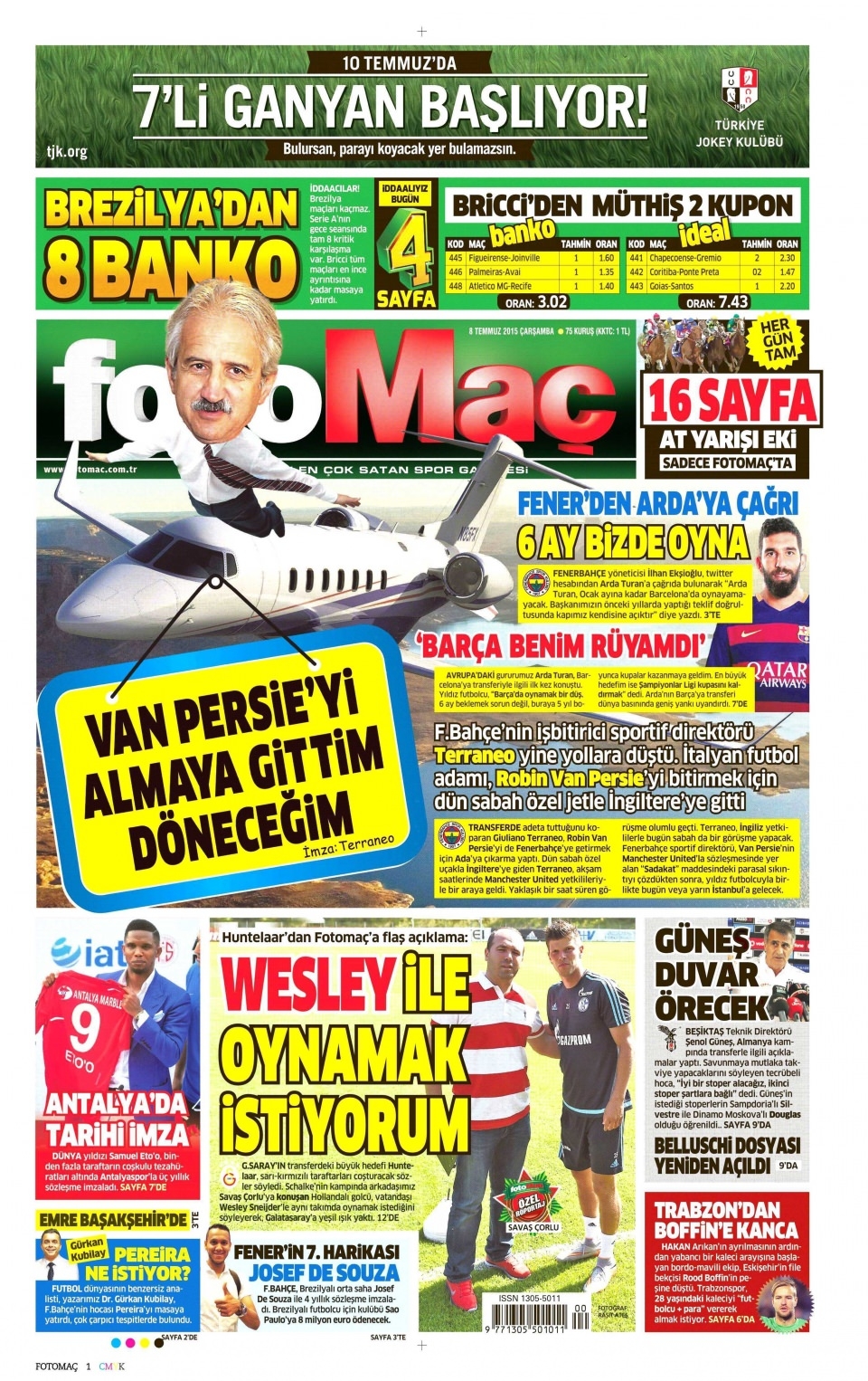 8 Temmuz 2015 gazete manşetleri 6