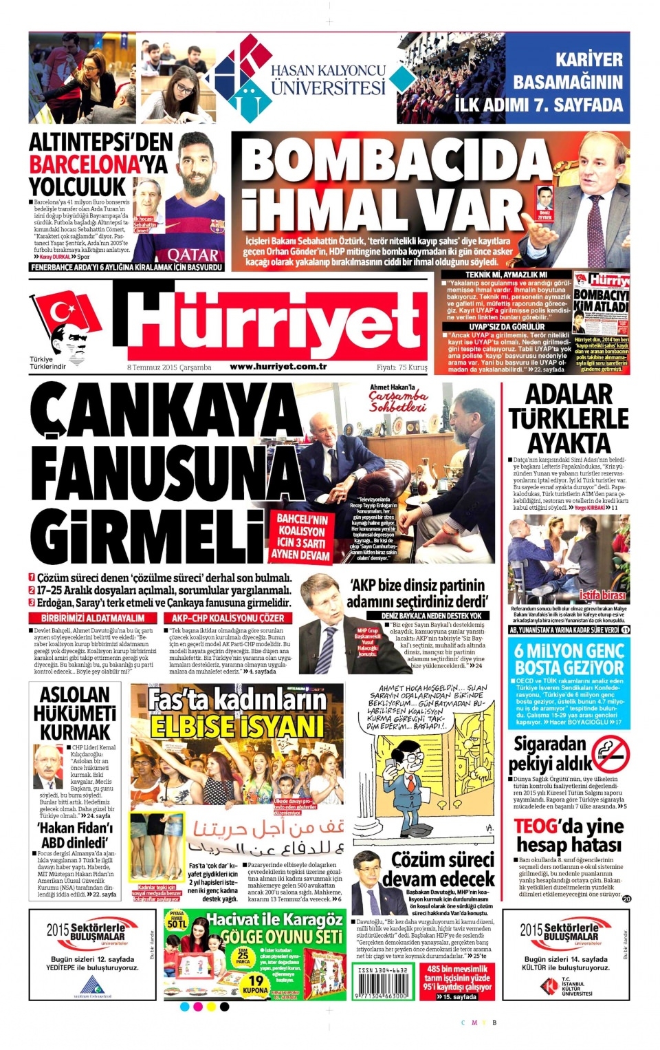 8 Temmuz 2015 gazete manşetleri 9