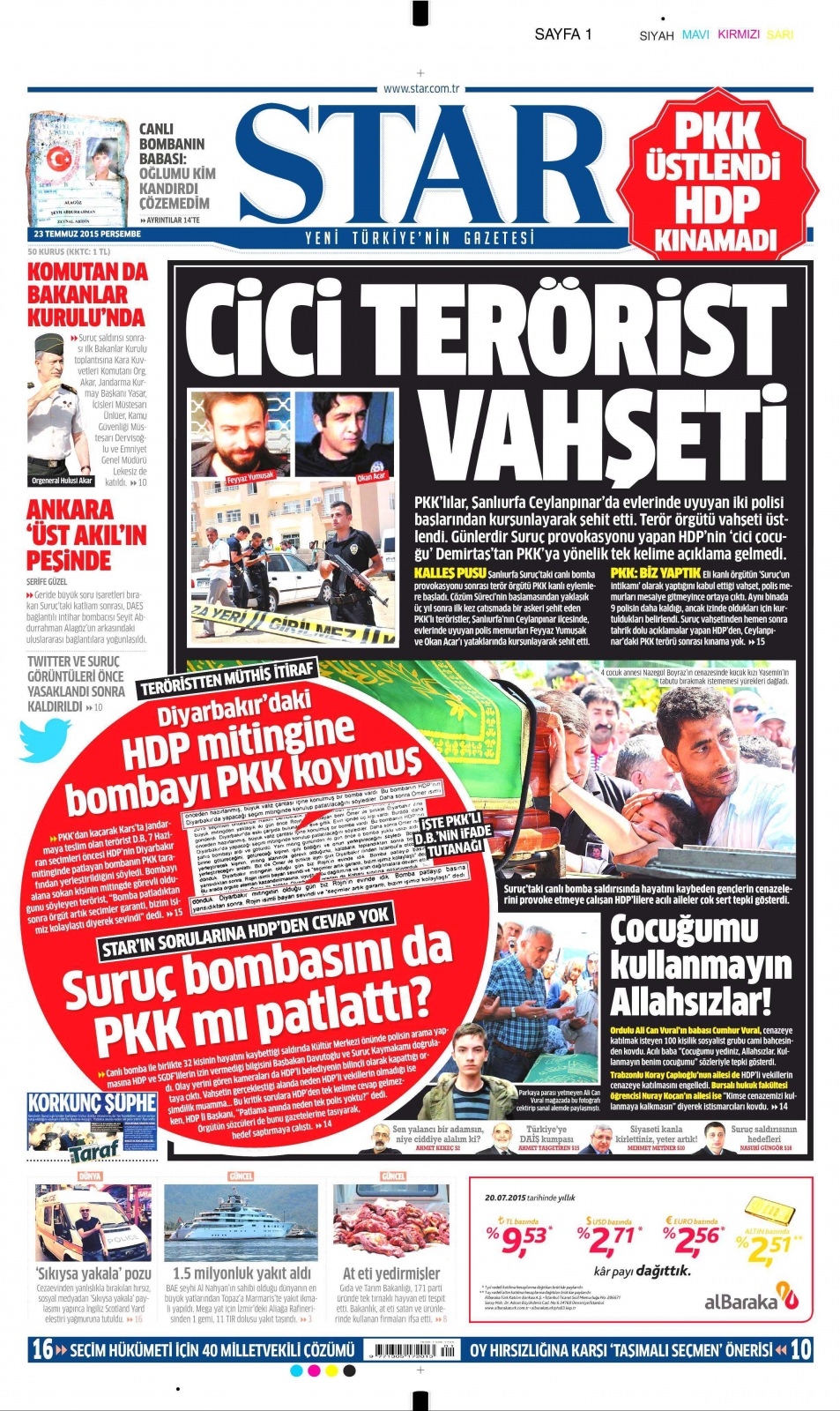 23 Temmuz 2015 gazete manşetleri 19