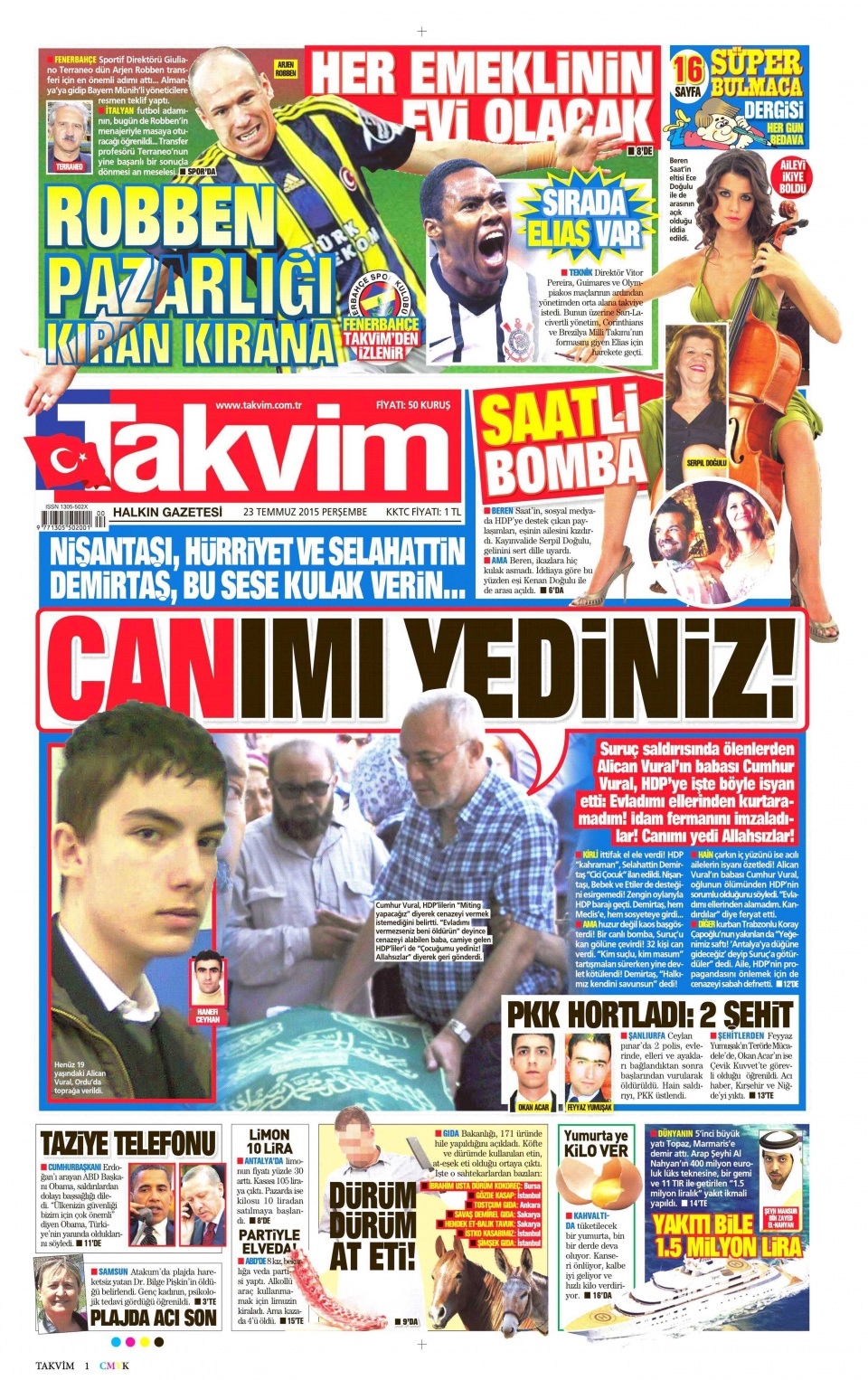 23 Temmuz 2015 gazete manşetleri 20