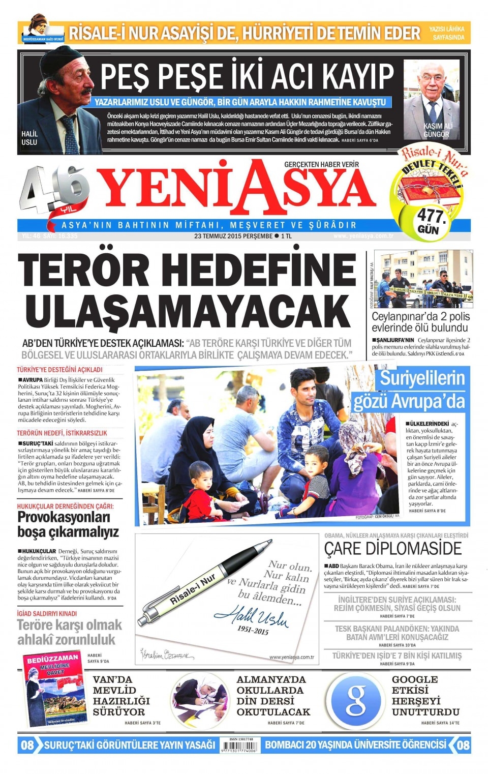 23 Temmuz 2015 gazete manşetleri 26